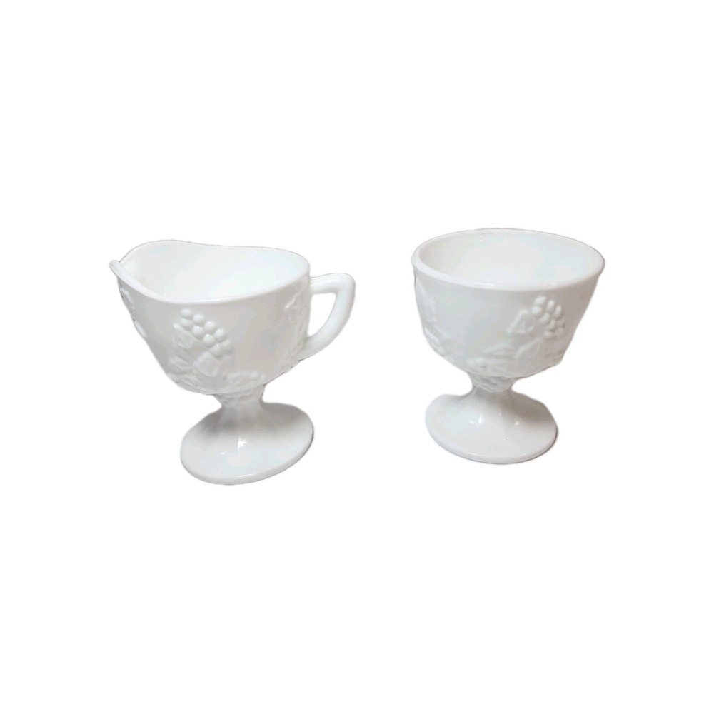 Vintage Indiana Milk Glass Colony Harvest Cream and Sugar Bowl 1960's